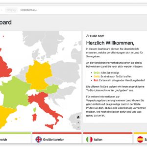 Dashboard Verpackungslizenz Europa